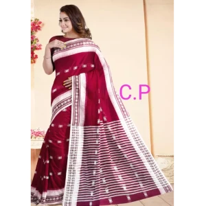 fulia handloom cotton saree maroon