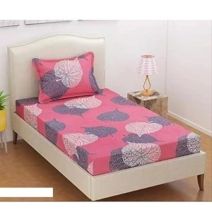 R Trendz 210 TC Cotton Single Bedsheet with 1 Pillow Covers Soft Wrinkle Free Brethable Easy Care Pink R Trendz 210 TC Cotton Single Bedsheet with 1 Pillow Covers Soft Wrinkle Free Brethable Easy Care Pink