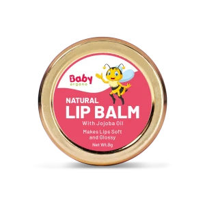 BabyOrgano Ayurvedic Natural Strawberry Lip Balm | Infused with Cow Ghee & Jojoba Oil | Enriched With Shea Butter | Heals Dry And Chapped Lips in Kids | Safe For Kids