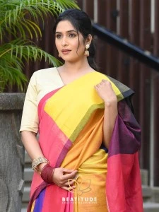 Maheswari Cotton silk tissue Multicolor saree with running blouse piece Maheswari Cotton silk tissue Multicolor saree with running blouse piece