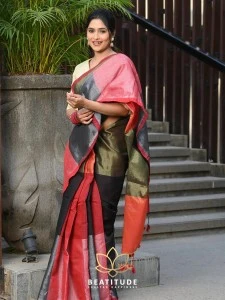 Maheswari Cotton silk Multicolor tissue saree with running blouse piece Maheswari Cotton silk Multicolor tissue saree with running blouse piece