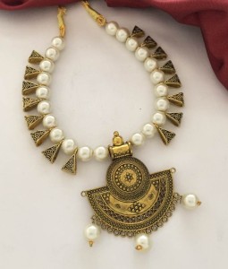 Golden White Colour Pearl Necklace