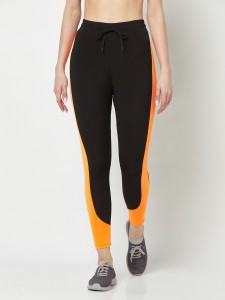 Stylish Womens Black Yellow Gym Tights