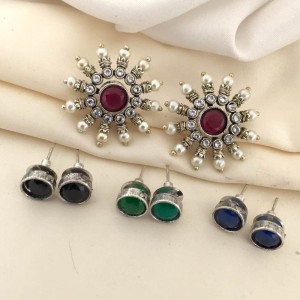 Changeable Stone Oxidised Earrings Changeable Stone Oxidised Earrings
