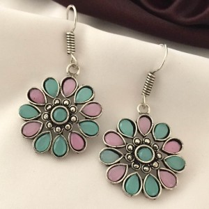 Multicolour Flower Model Hanging Earrings