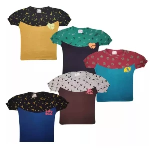 Jisha Girls Multicolor Hosiery Top Pack of 5 Jisha Girls Multicolor Hosiery Top Pack of 5