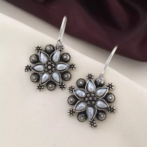 Oxidised Whie Colour Hanging Earrings Oxidised Whie Colour Hanging Earrings