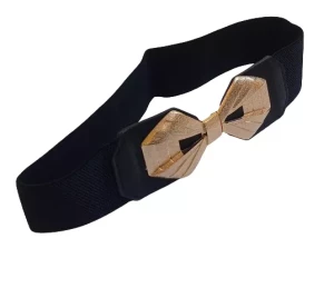 Women Stretchable Elastic Black Bow Waist Belt