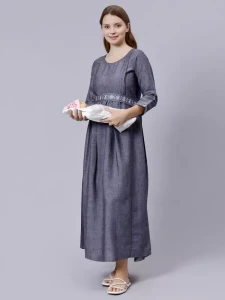 Grey Nursing Kurti For Post Partum