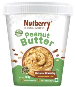 Nutberry Peanut Butter Natural Crunchy 500gm in Bucket