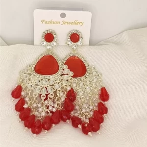 Kundan Red Pearl EarringsFor Women Kundan Red Pearl EarringsFor Women