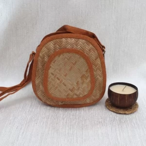 Oval Shital Pati and Jute Sling Bag Oval Shital Pati and Jute Sling Bag