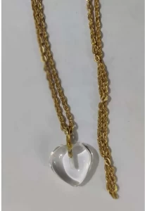 Clear Quartz Stone Pendant with Golden Chain