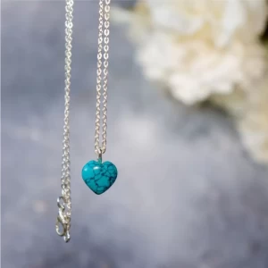 Turquoise Stone Pendant with Silver Chain