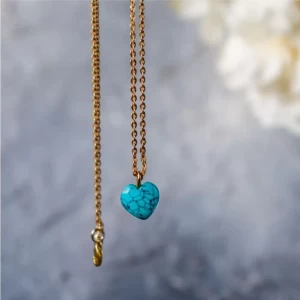 Turquoise Stone Pendant with Golden Chain