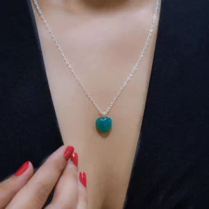 Green Jade Stone Pendant with Silver Chain Green Jade Stone Pendant with Silver Chain