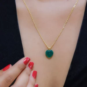 Green Jade Stone Pendant with Golden Chain Green Jade Stone Pendant with Golden Chain