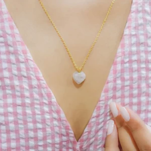 Rose Quartz Stone Pendant with Golden Chain Rose Quartz Stone Pendant with Golden Chain