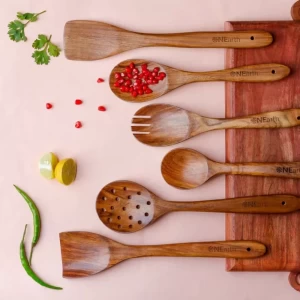 Wooden Premium Cooking and Serving Kitchen Tool 6 Pieces Spoon Set