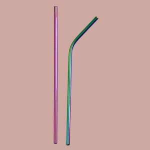 Stainless Steel Straws With Cleaner - Rainbow 1 ST1 Bend
