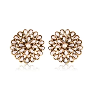 South push back alloy peals stud Earring for Women and Girls