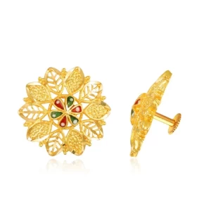 Traditional gold plated Floral Affordabl studs Brass Stud Earring