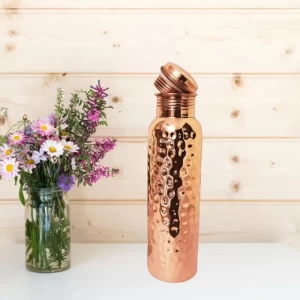 1L Copper Bottle with Cleaning Brush Hammered