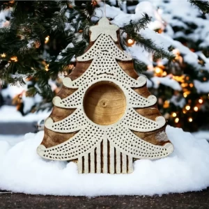 Christmas tree tea light holder set of 2