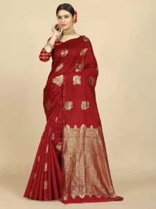 KAVERI Red Banarasi Silk Saree