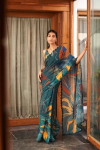 DURAGA BRIGHT MOSS Rama Printed Saree