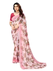 Kavya Georgette Printed Light Pink Saree