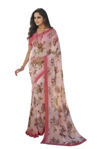 Light Pink Georgette Printed Saree