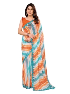Simran Tiger Printed saree with Mirror Work Simran Tiger Printed saree with Mirror Work