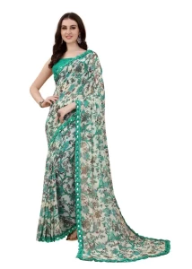 Mirror Flower Banglori Printed saree with Mirror Less