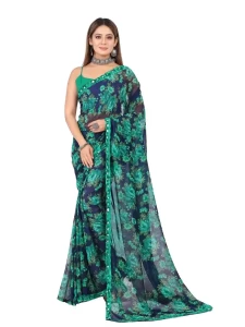 Mirror Rama Flower Banglori Printed saree with Mirror Less