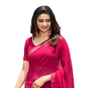 Floral Half Print Fashion Georgette Pink Line Saree Floral Half Print Fashion Georgette Pink Line Saree