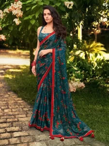 Womens Nora Rama Chiffon Printed Saree