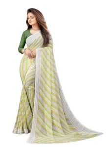 Satrangi Leriya Light Green Georgette Printed sari