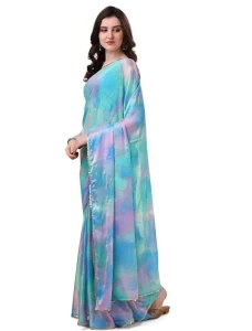 Siya Sky Blue Chinon Shiffon Print Saree