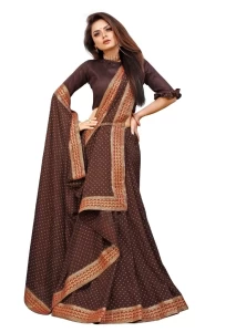 Hansika Brown Cotton Printed Saree