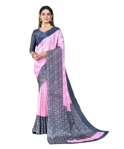 Kasak Pink Grey Chiffon Printed Saree