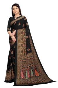 Hirva Black Mango Japan Crepe Printed Saree Hirva Black Mango Japan Crepe Printed Saree