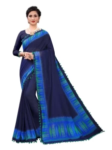 Blue Soft Cotton Printed Saree