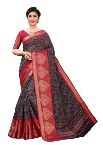 Mishri Black Red Leriyu Soft Cotton Jacquard saree