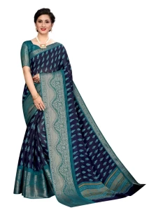 Mishri Dark Blue Soft Cotton Jacquard saree