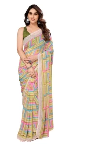 Ready to Wear Sq Green Printed Saree