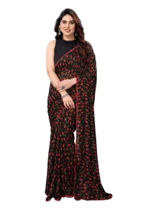 Ready to Wear Black Printed Saree