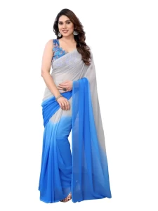 Ready to Wear Grey Blue Printed Saree