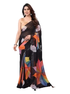 Ready to Wear Pan Black Printed Saree