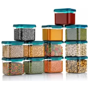 Square Airtight Plastic Kitchen Storage Container 500 Ml Set of 12